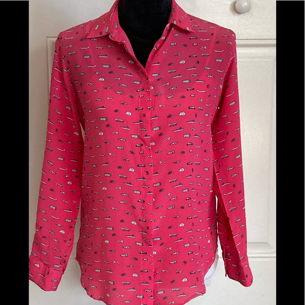 Weekend Max Mara Silk Graphic Print Pink Blouse